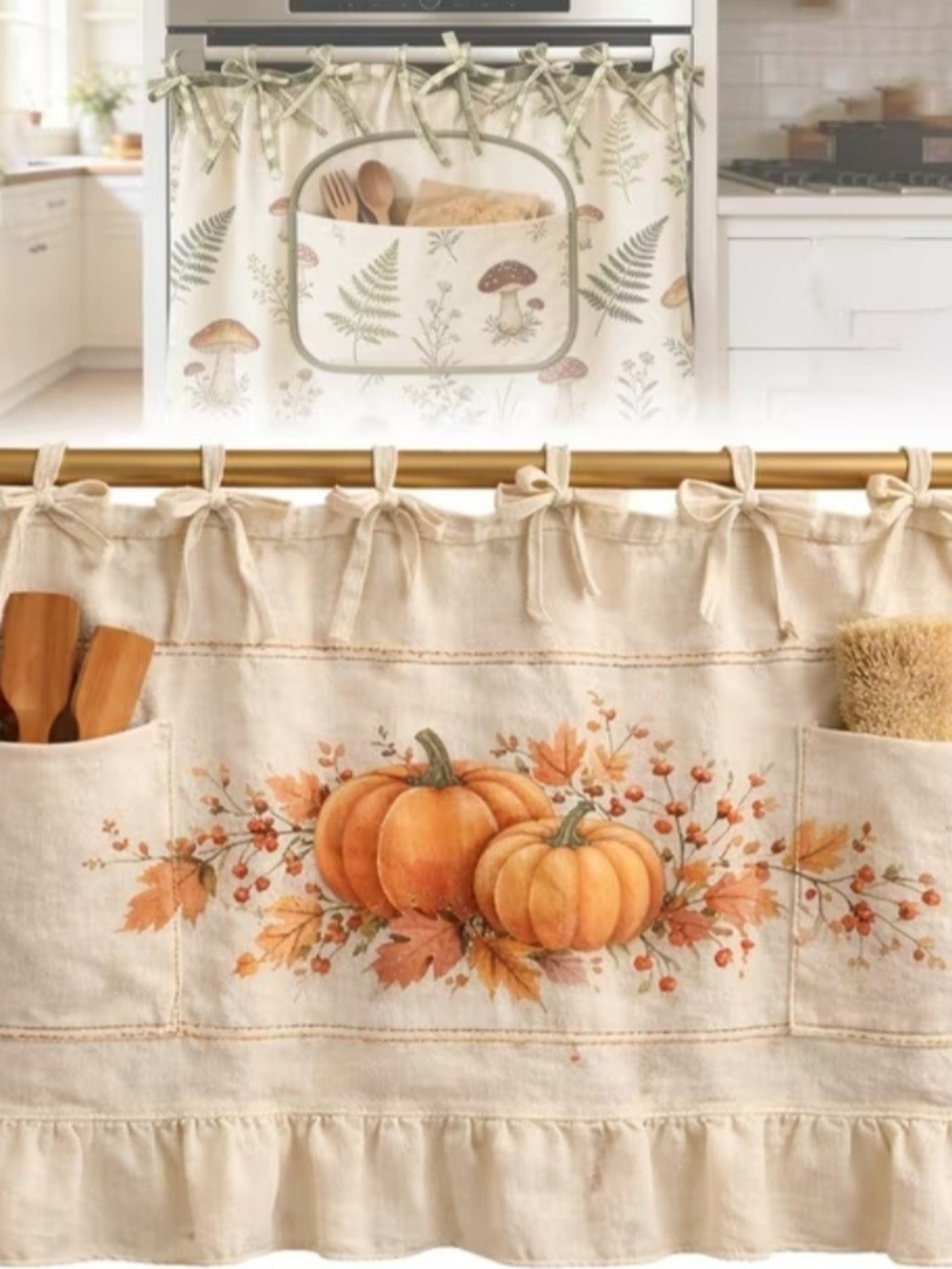 Autumn Harvest Pumpkin Kithen Oven Towel Skirt With Pockets